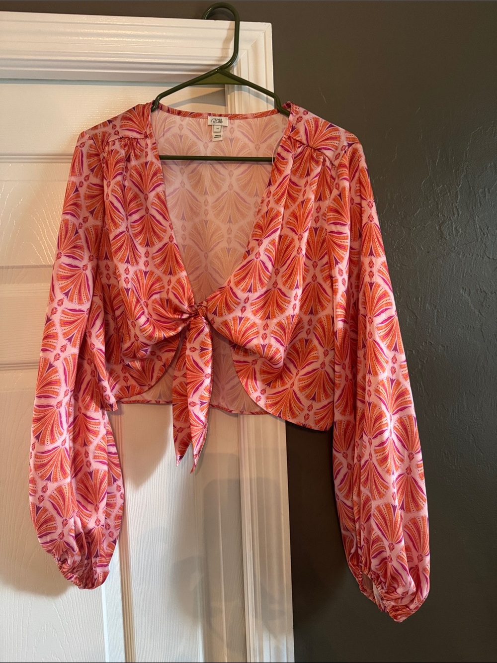 River Island Pink and Orange Tie-Front Blouse
